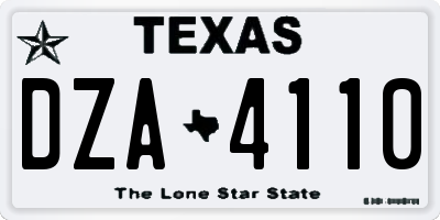 TX license plate DZA4110