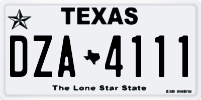 TX license plate DZA4111