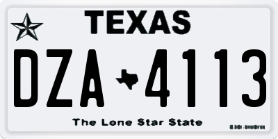 TX license plate DZA4113
