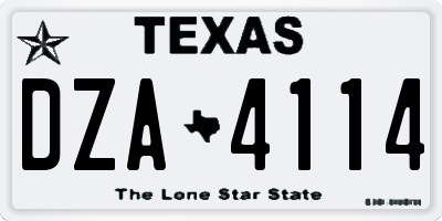 TX license plate DZA4114
