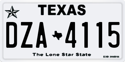 TX license plate DZA4115