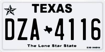 TX license plate DZA4116