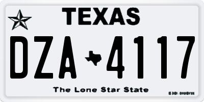 TX license plate DZA4117