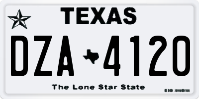 TX license plate DZA4120