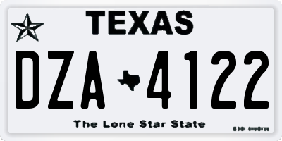 TX license plate DZA4122