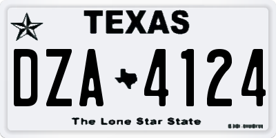 TX license plate DZA4124