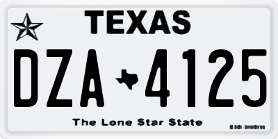 TX license plate DZA4125