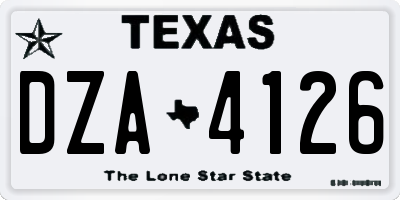 TX license plate DZA4126