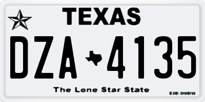 TX license plate DZA4135