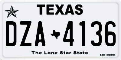 TX license plate DZA4136