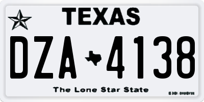TX license plate DZA4138