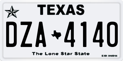 TX license plate DZA4140