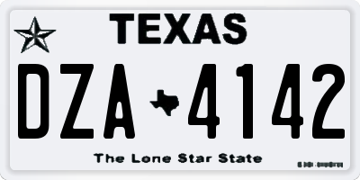 TX license plate DZA4142