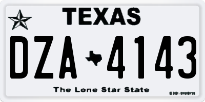 TX license plate DZA4143
