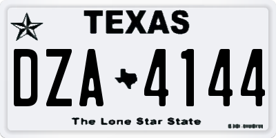 TX license plate DZA4144