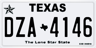 TX license plate DZA4146