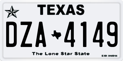 TX license plate DZA4149