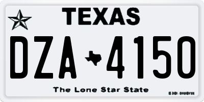 TX license plate DZA4150