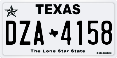 TX license plate DZA4158