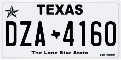 TX license plate DZA4160