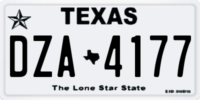 TX license plate DZA4177