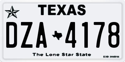 TX license plate DZA4178