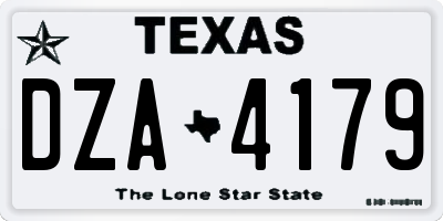 TX license plate DZA4179