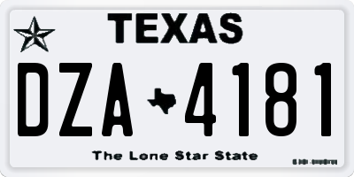 TX license plate DZA4181