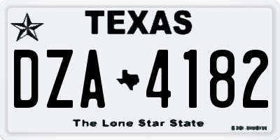 TX license plate DZA4182