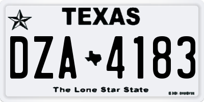 TX license plate DZA4183
