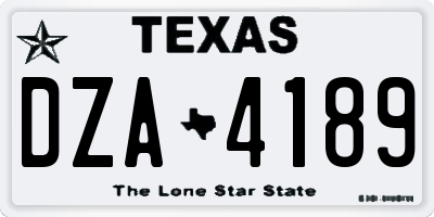 TX license plate DZA4189