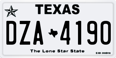 TX license plate DZA4190