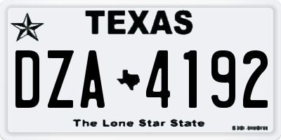 TX license plate DZA4192