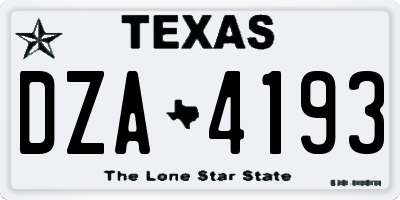 TX license plate DZA4193