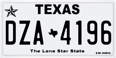 TX license plate DZA4196