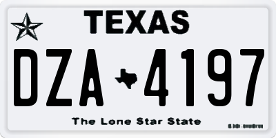 TX license plate DZA4197