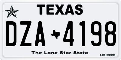 TX license plate DZA4198
