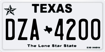 TX license plate DZA4200