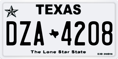 TX license plate DZA4208