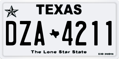TX license plate DZA4211