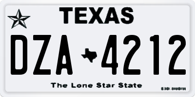 TX license plate DZA4212