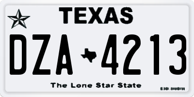 TX license plate DZA4213