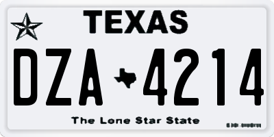TX license plate DZA4214