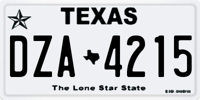 TX license plate DZA4215