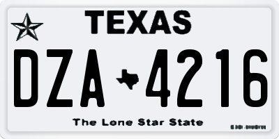 TX license plate DZA4216