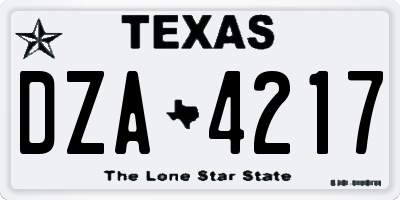 TX license plate DZA4217
