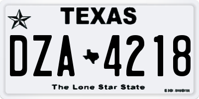 TX license plate DZA4218