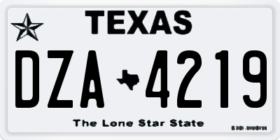 TX license plate DZA4219