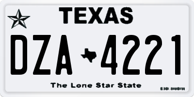TX license plate DZA4221
