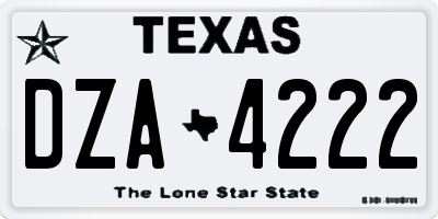 TX license plate DZA4222
